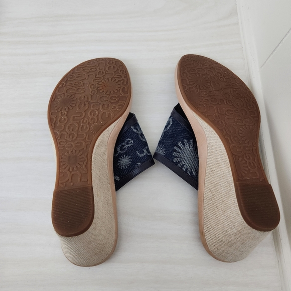 UGG Solera Denim Logo Wedge Sandsls Size 9 - Picture 7 of 10